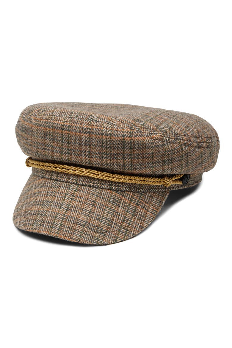 Crew Plaid Wool Fisherman Cap, Main, color, BROWN