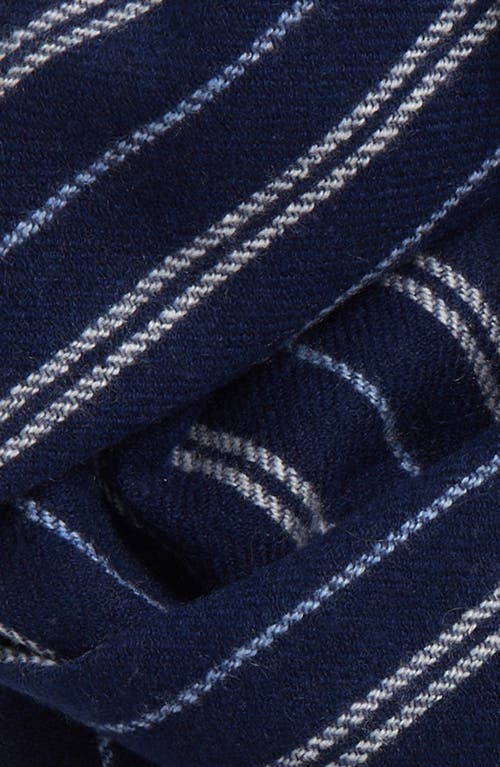 Vince Messa Stripe Cashmere Fringe Scarf In Coastal Blue