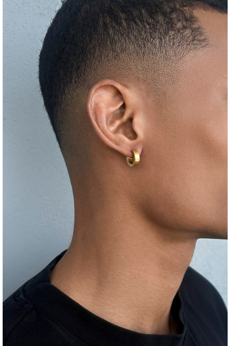 Men's Huggie Hoop Earrings, Alternate, color, GOLD