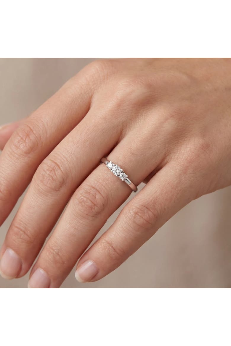 1/4 Ct Three Stone Lab Grown Diamond Engagement Ring 10k Gold, Alternate, color, 10k White Gold