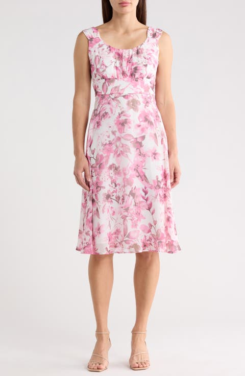 Pleated Chiffon Midi Dress