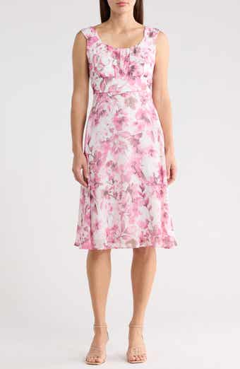 Connected Apparel Pleated Chiffon Midi Dress