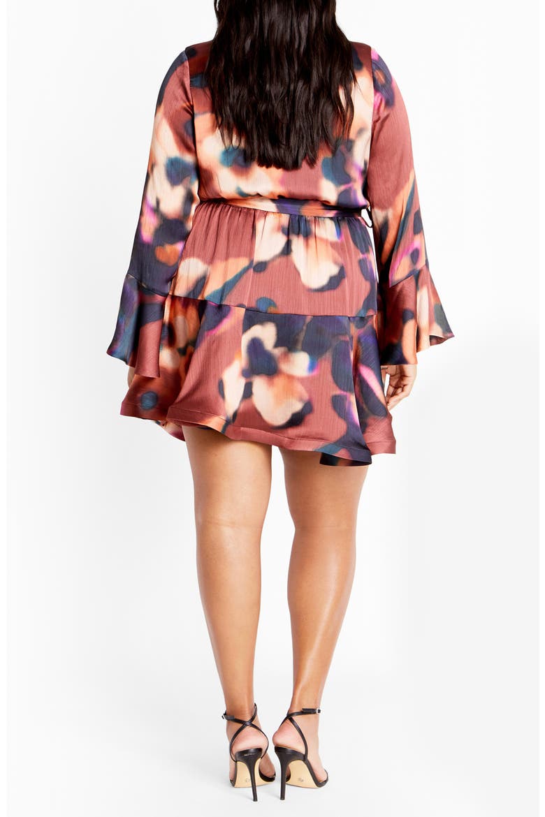 Cherrie Tie Belt Long Sleeve Satin Minidress, Alternate, color, ILLUSION