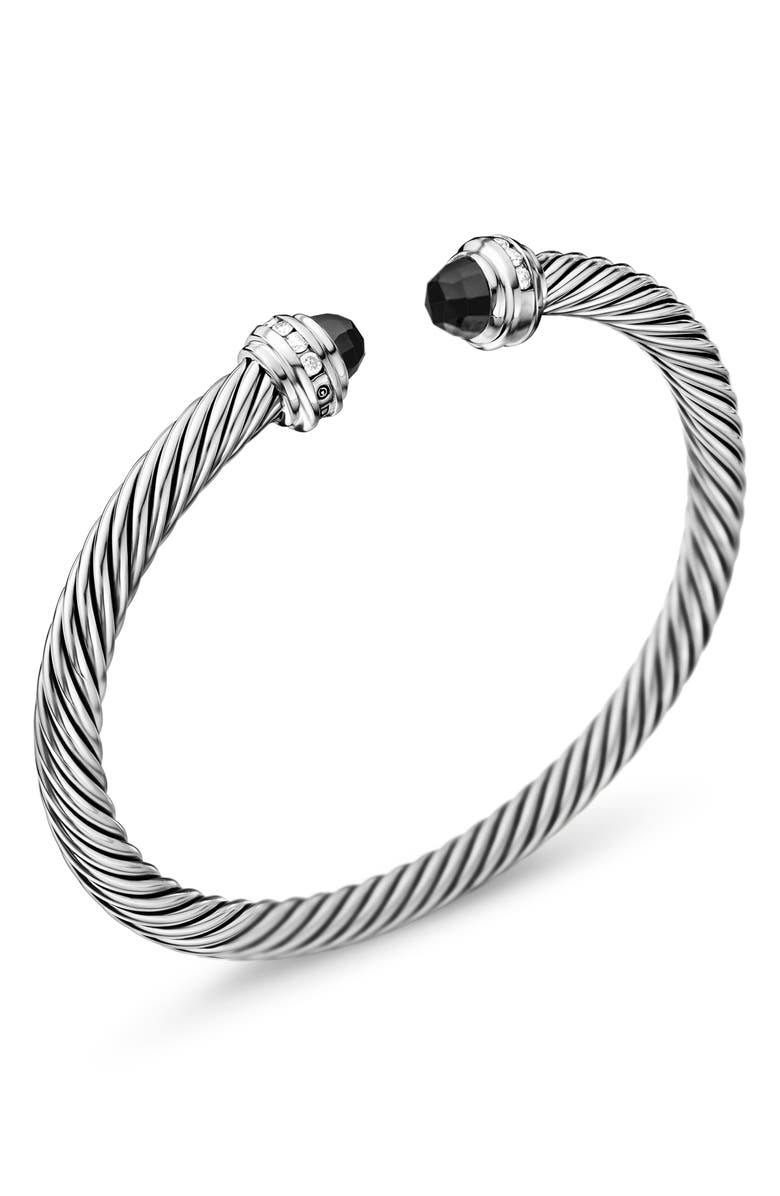David Yurman Classic Cable Bracelet in Sterling Silver with Semiprecious Stones & Diamonds, 5mm, Alternate, color, Black Onyx