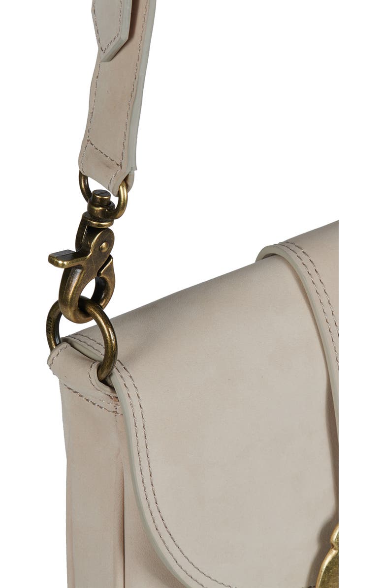 Jeffrey Campbell Side-Quest Leather Crossbody Bag, Alternate, color, Ivory Nubuck Bronze