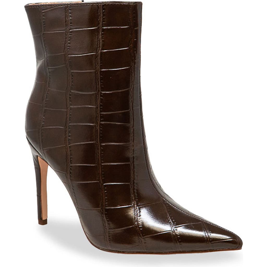 Chase & Chloe Chase And Chloe Croc Embossed Bootie In Brown