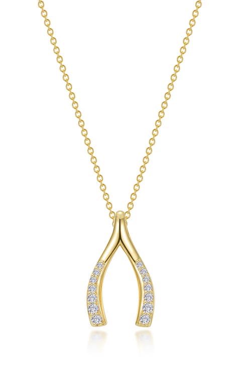 Simulated Diamond Wishbone Pendant Necklace