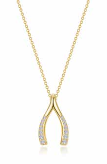 Lafonn Simulated Diamond Wishbone Pendant Necklace
