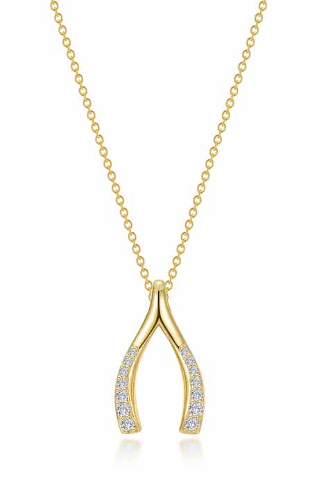 Lafonn Simulated Diamond Wishbone Pendant Necklace