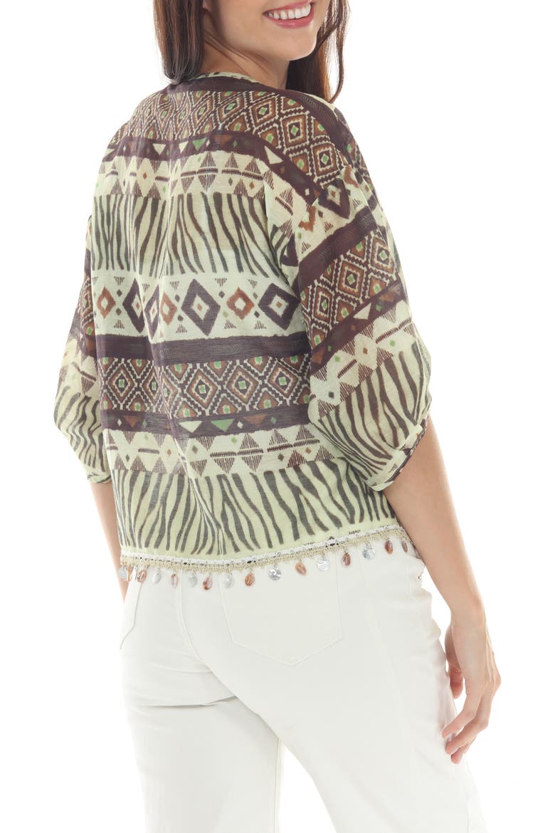 Boho Shell Trim Peasant Top, Alternate, color, GREEN MULTI