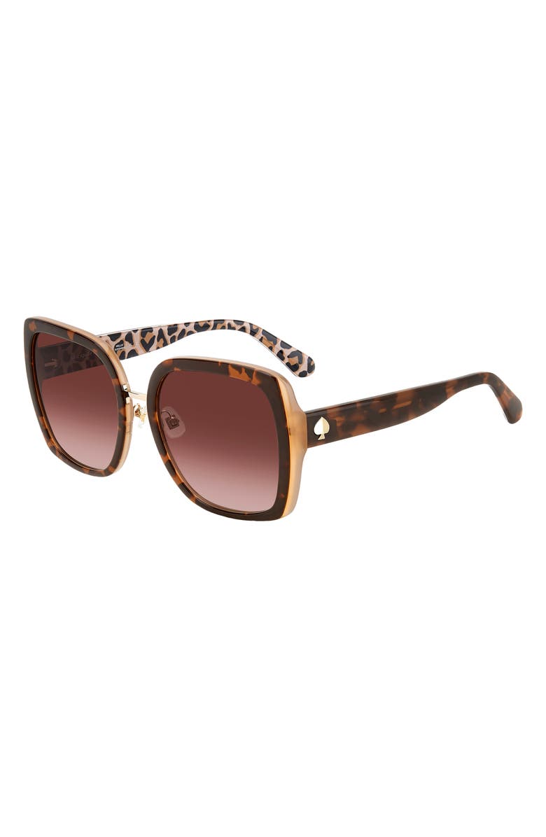 Kate Spade New York kimber 56mm gradient square sunglasses, Alternate, color, Havana / Brown Gradient