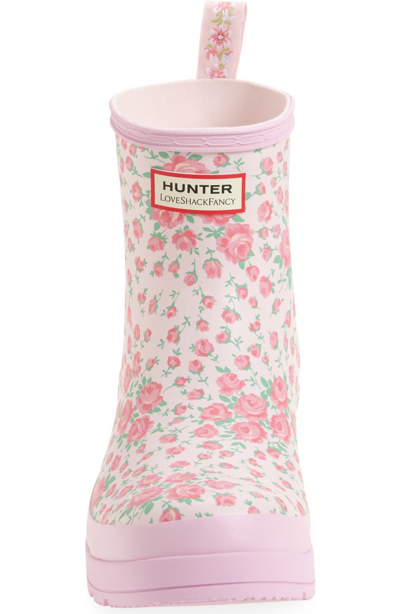 Hunter x LoveShackFancy Play Short Rain Boot, Alternate, color, Rose Heart