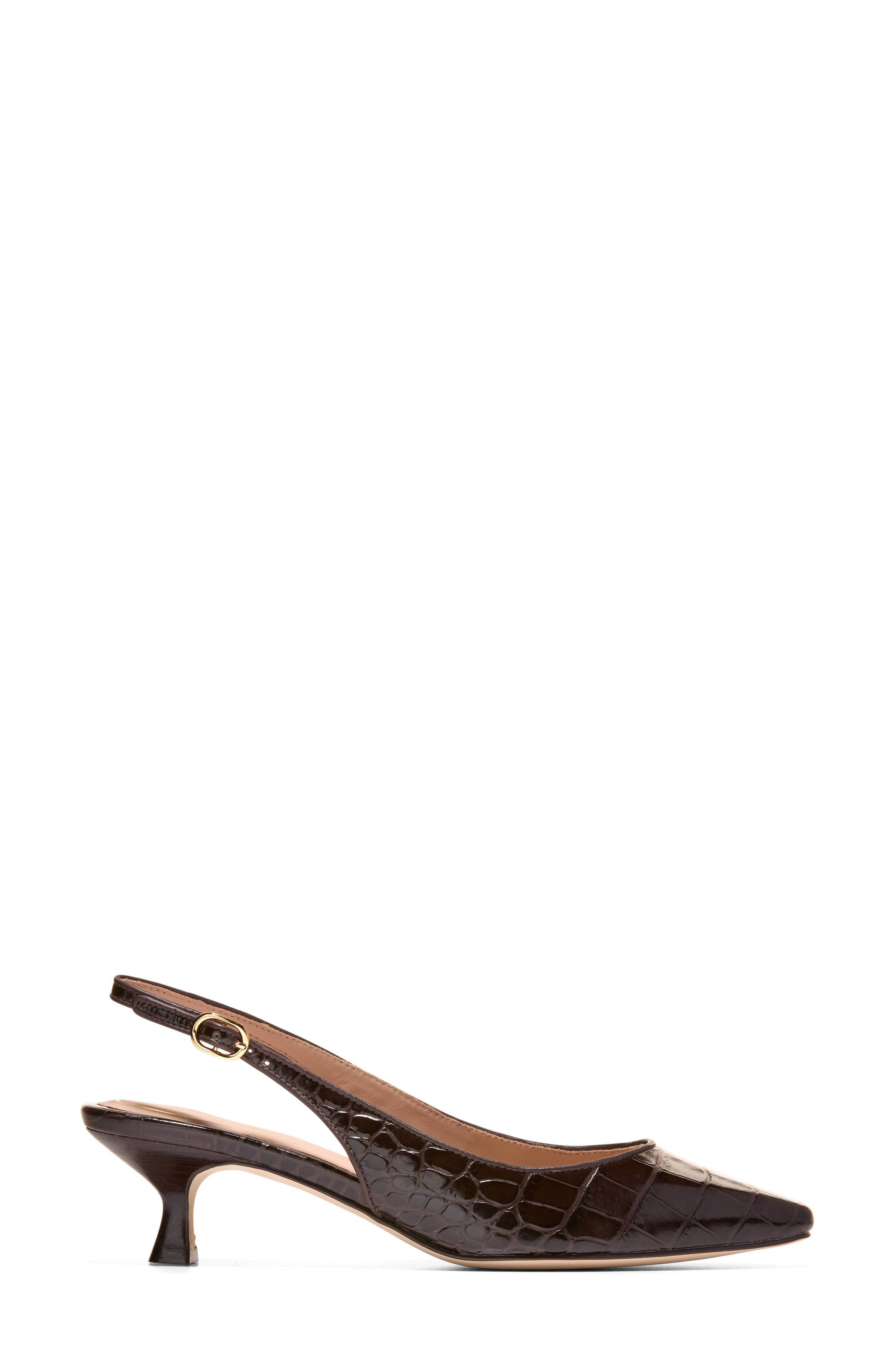 Tyldie Kitten Heel Slingback Pump, Alternate, color, CHOCOLATE CROC PRINT LEATHER