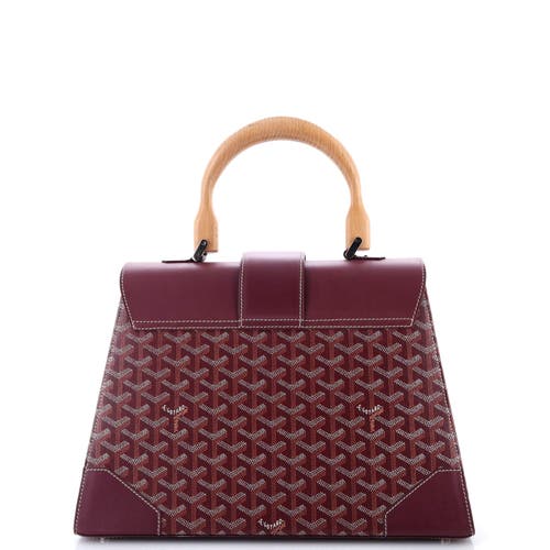 Pre-owned Goyard Goyard Saigon Top Handle Bag Coated Canvas With Leather Mm In Red