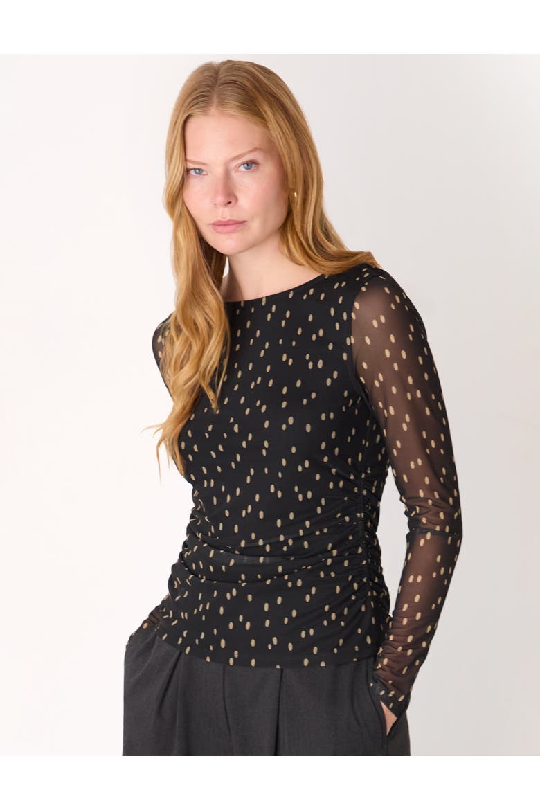 Spot Print Mesh Jersey Top, Main, color, Black/Multi