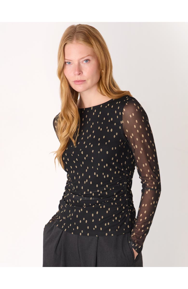 Whistles Spot Print Mesh Jersey Top, Main, color, Black/Multi