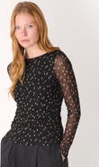 Whistles Spot Print Mesh Jersey Top