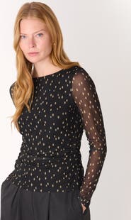Whistles Spot Print Mesh Jersey Top