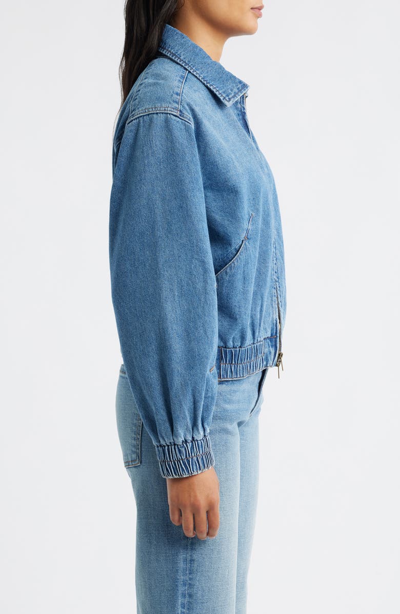 Wit & Wisdom Zip Denim Jacket, Alternate, color, Mid Blue