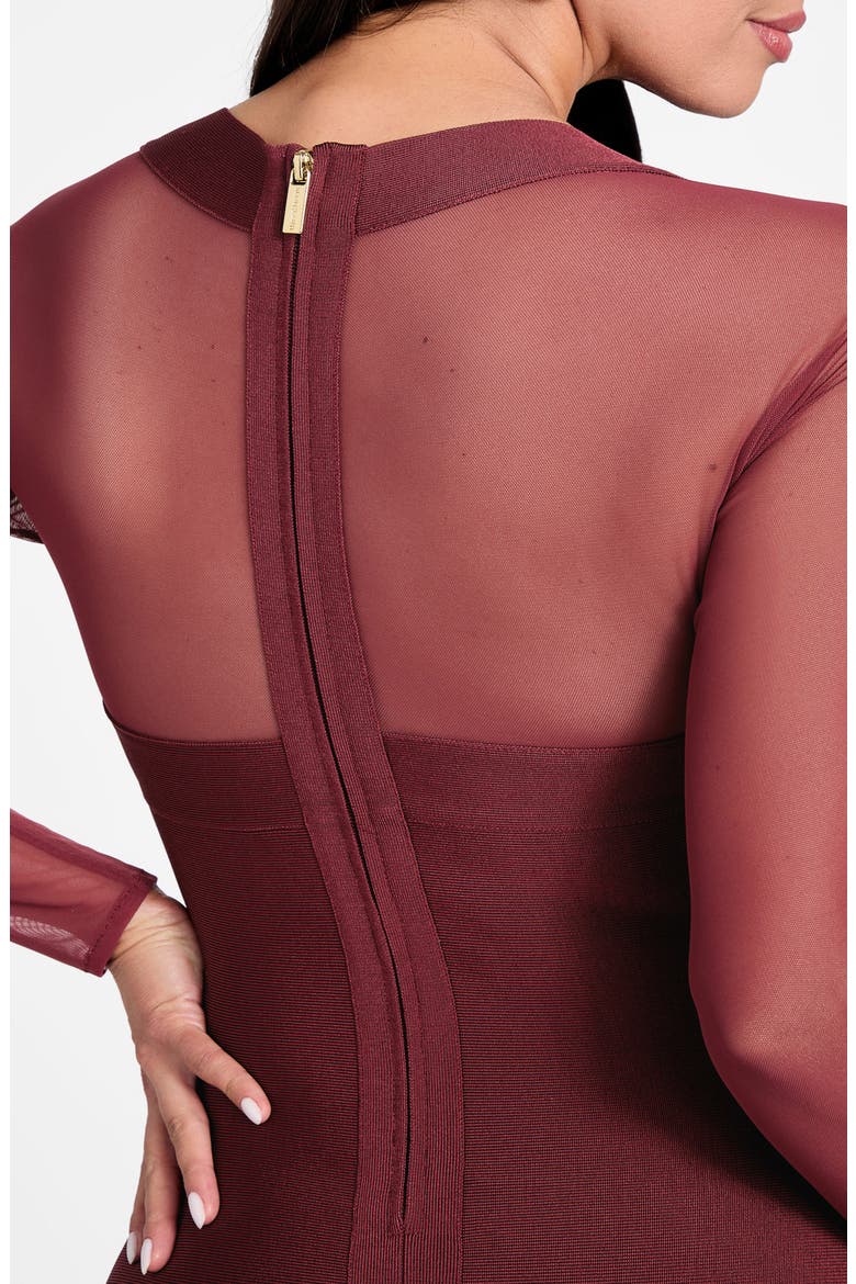Kassandra Long Sleeve Bandage Dress, Alternate, color, BURGUNDY