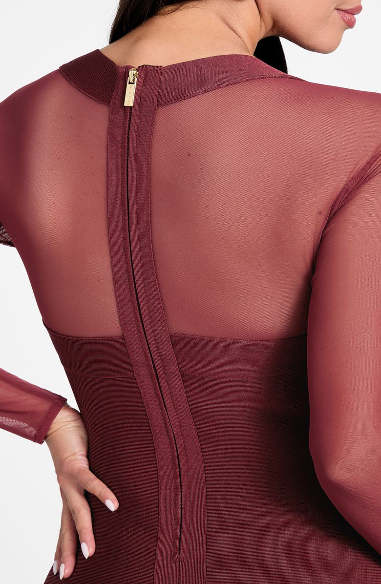 Marciano Kassandra Long Sleeve Bandage Dress, Alternate, color, Burgundy