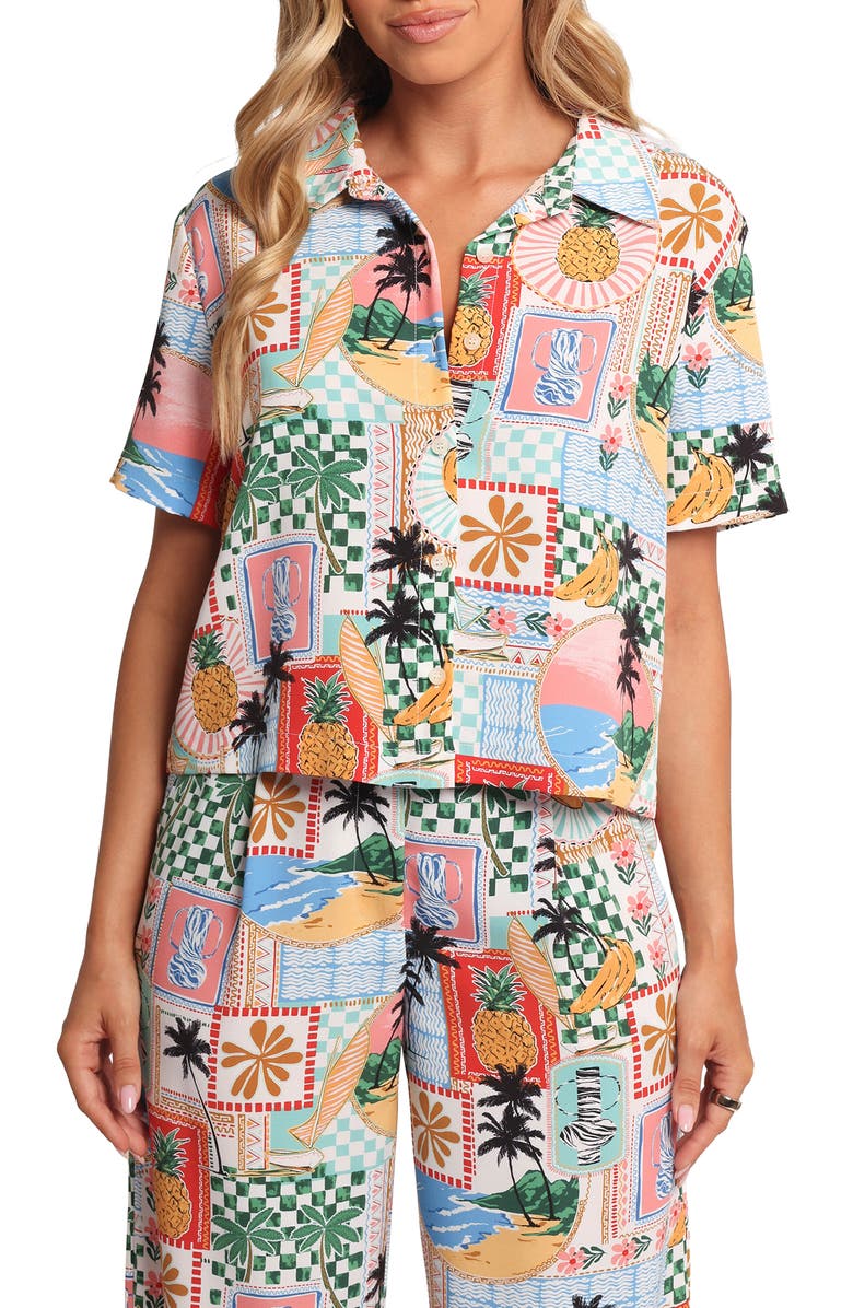 Petal & Pup Valeria Shirt, Main, color, Off White Multi