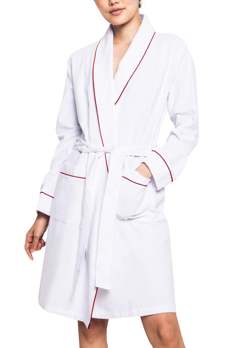 Petite Plume Cotton Flannel Robe, Main, color, 