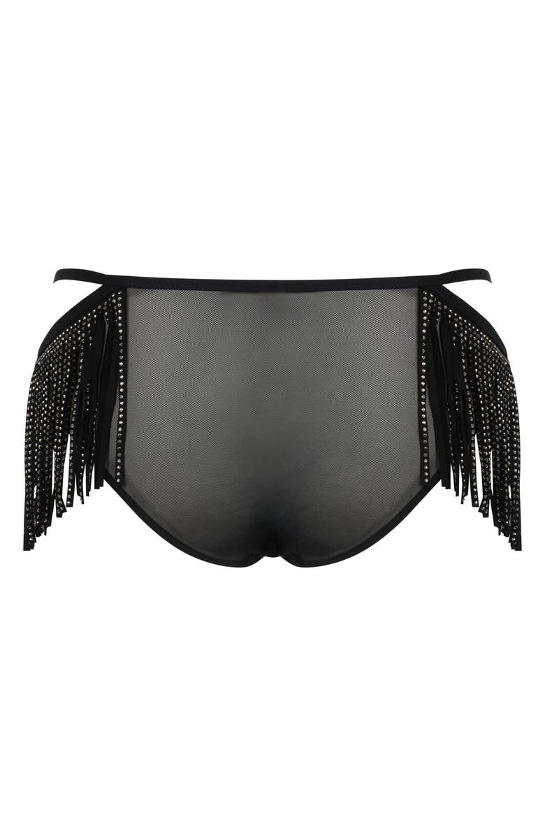 Love, Vera Fringe Rhinestone Cutout High Waist Mesh Panties, Alternate, color,