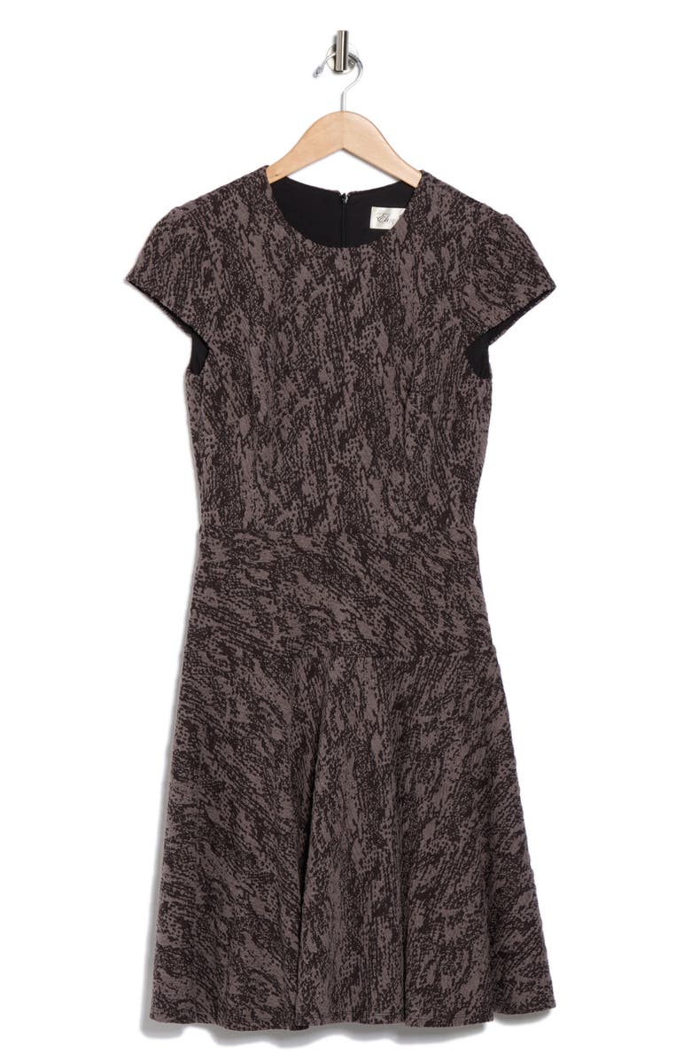 Eliza J Textured Fit & Flare Dress, Alternate, color, Black/ Charcoal