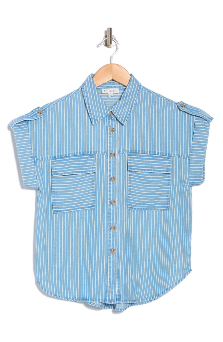 Blu Pepper Short Sleeve Chambray Button-Up Shirt, Alternate, color, Chambray