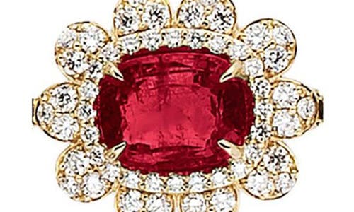 Goshwara G-one Garnet & Diamond Stud Earrings In Gold