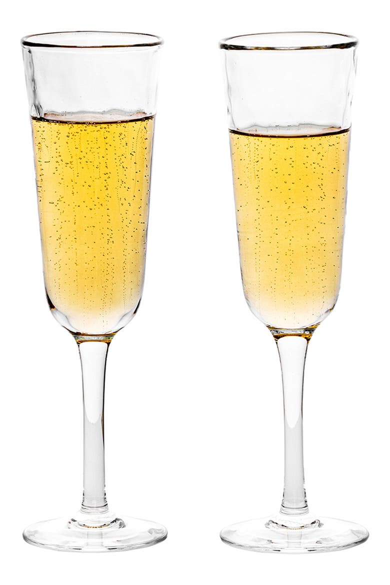 Puro Set of 2 Toasting Flutes, Alternate, color, CLEAR