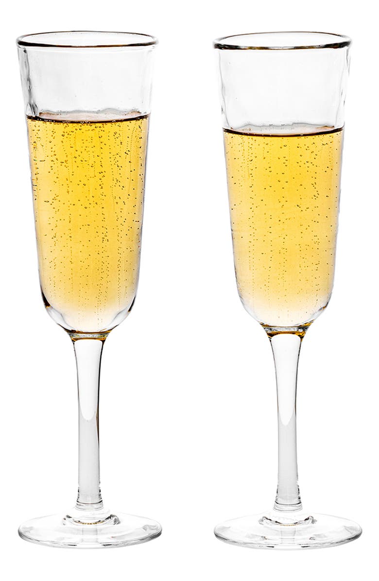 Juliska Puro Set of 2 Toasting Flutes, Alternate, color, Clear