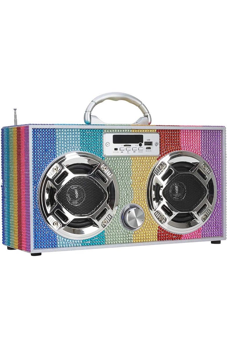 TREND TECH Boombox Bluetooth Speaker, Alternate, color, Rainbow Bling