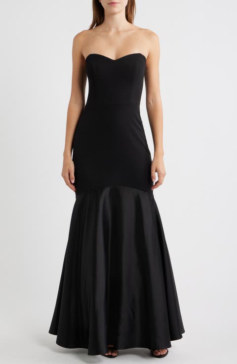 Strapless Crepe & Satin Mermaid Gown