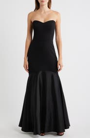 Eliza J Strapless Crepe & Satin Mermaid Gown