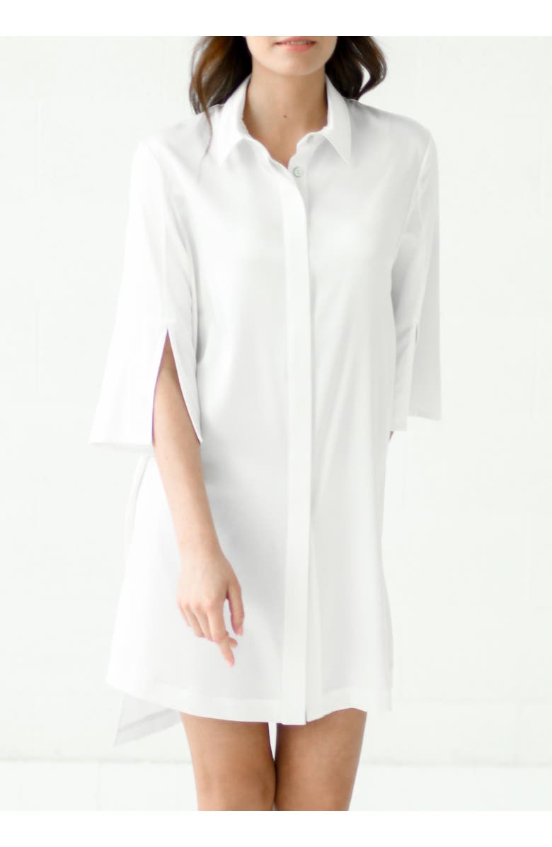 Alas Silk Long Shirt Dress, Alternate, color, Milk White