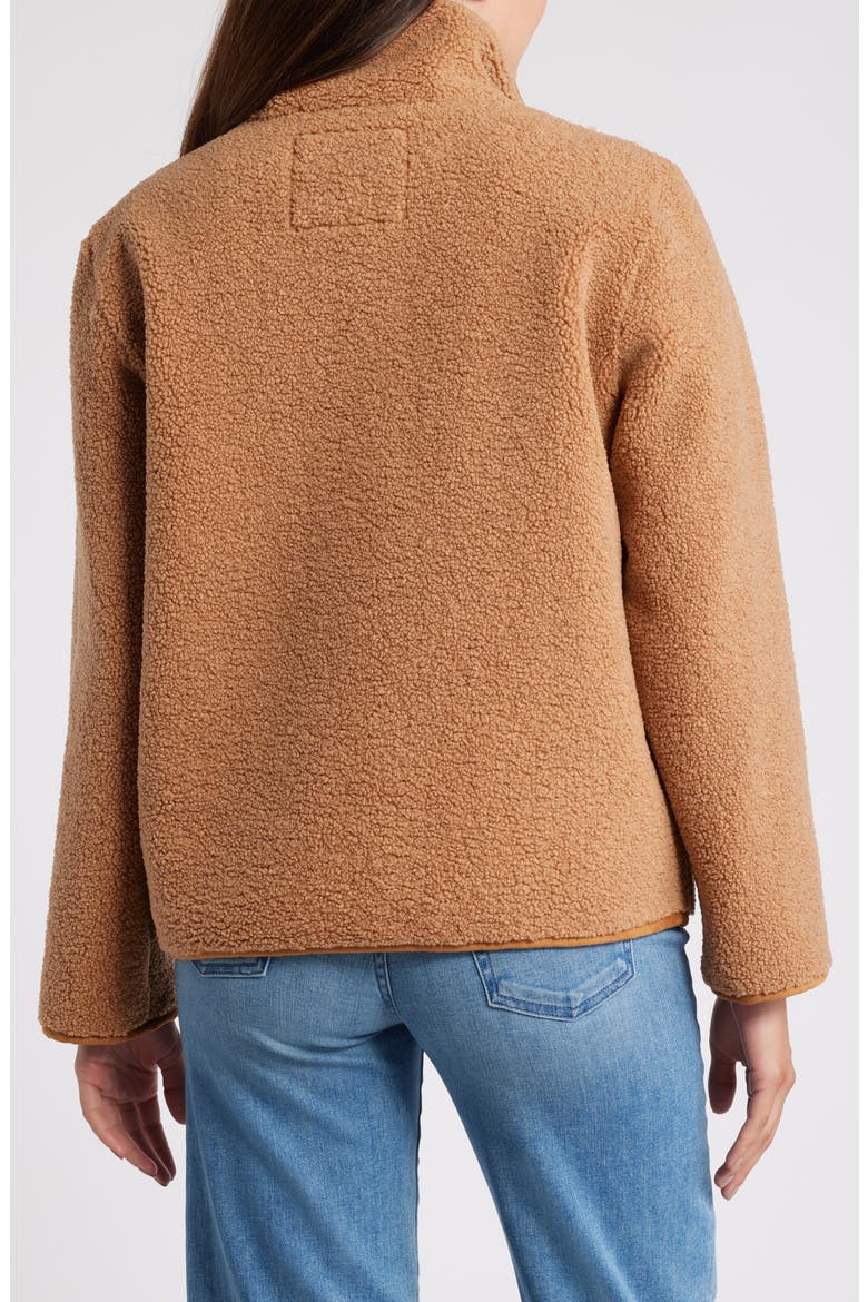 Toggle Front Faux Shearling Jacket, Alternate, color, SEPIA TAUP