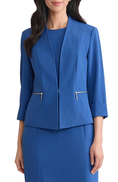 Kasper Plus Size Cuffed Kiss-front Blazer In Blue