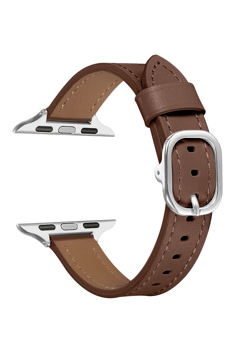 Carmen Skinny Leather Apple Watch® Watchband, Alternate, color, CHOCOLATE BROWN