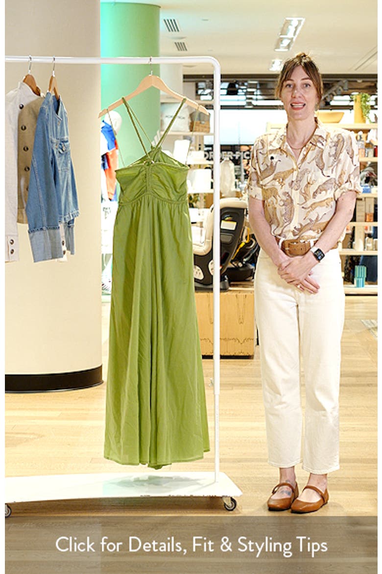 Ruched Halter Neck Cotton Maxi Sundress video