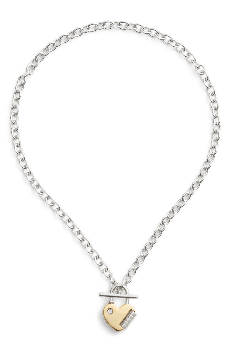 COACH Heart Padlock Pendant Necklace, Alternate, color, 