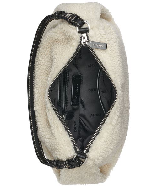 Dkny Remy Shearling Top-zip Shoulder Bag In White