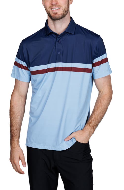 Tailorbyrd Engineered Stripe Performance Polo In Blue