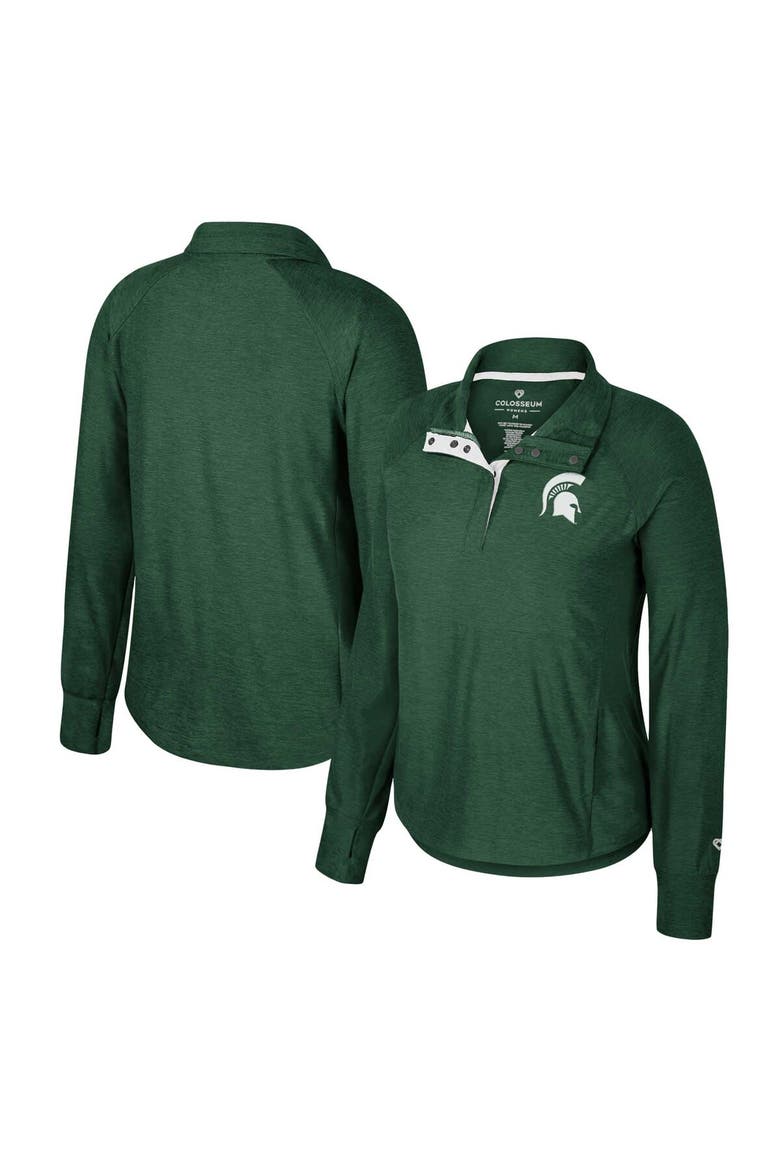 Women's Colosseum Green Michigan State Spartans Cressida Raglan Half-Snap Top, Main, color, Green