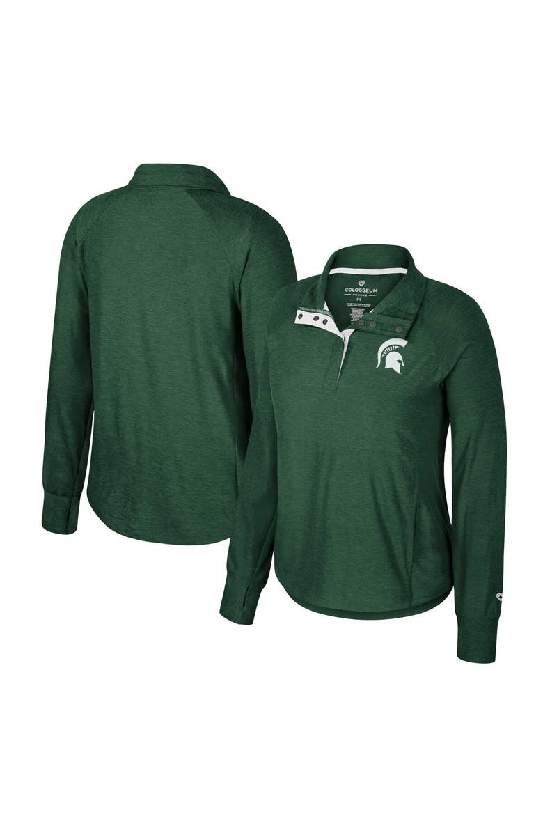 COLOSSEUM Women's Colosseum Green Michigan State Spartans Cressida Raglan Half-Snap Top, Main, color,