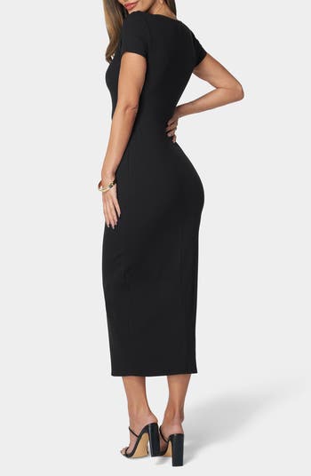 Short Sleeve Ribbed Midi Dress