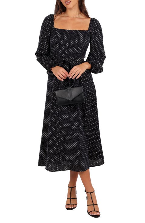 Ettie Polka Dot Long Sleeve Midi Dress