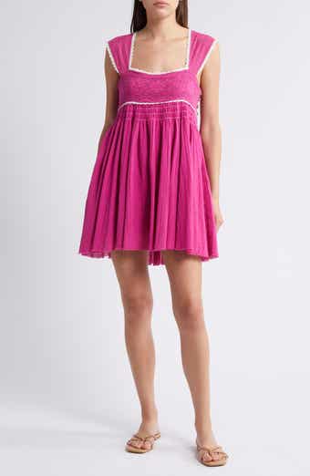 Free People Heartland Embroidered Bodice Cotton Minidress