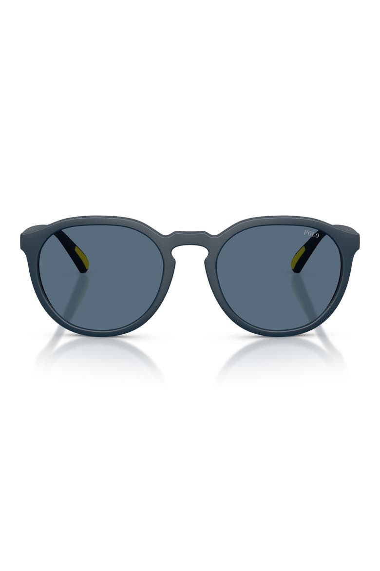 53mm Round Sunglasses, Main, color, MATTE NAVY BLUE / DARK BLUE